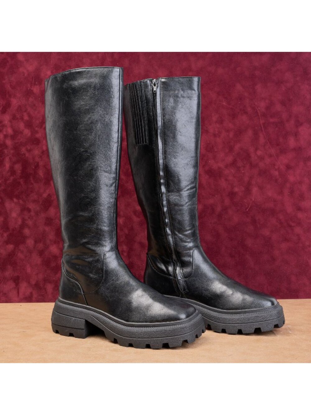 Kate Perry Wmn Geli Black Faux Leather Festival Party Platform Fashion Boots 9